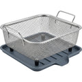 Baklu Rectangular Diamond Mesh Draining Basket with Slate Drip Tray - Product view