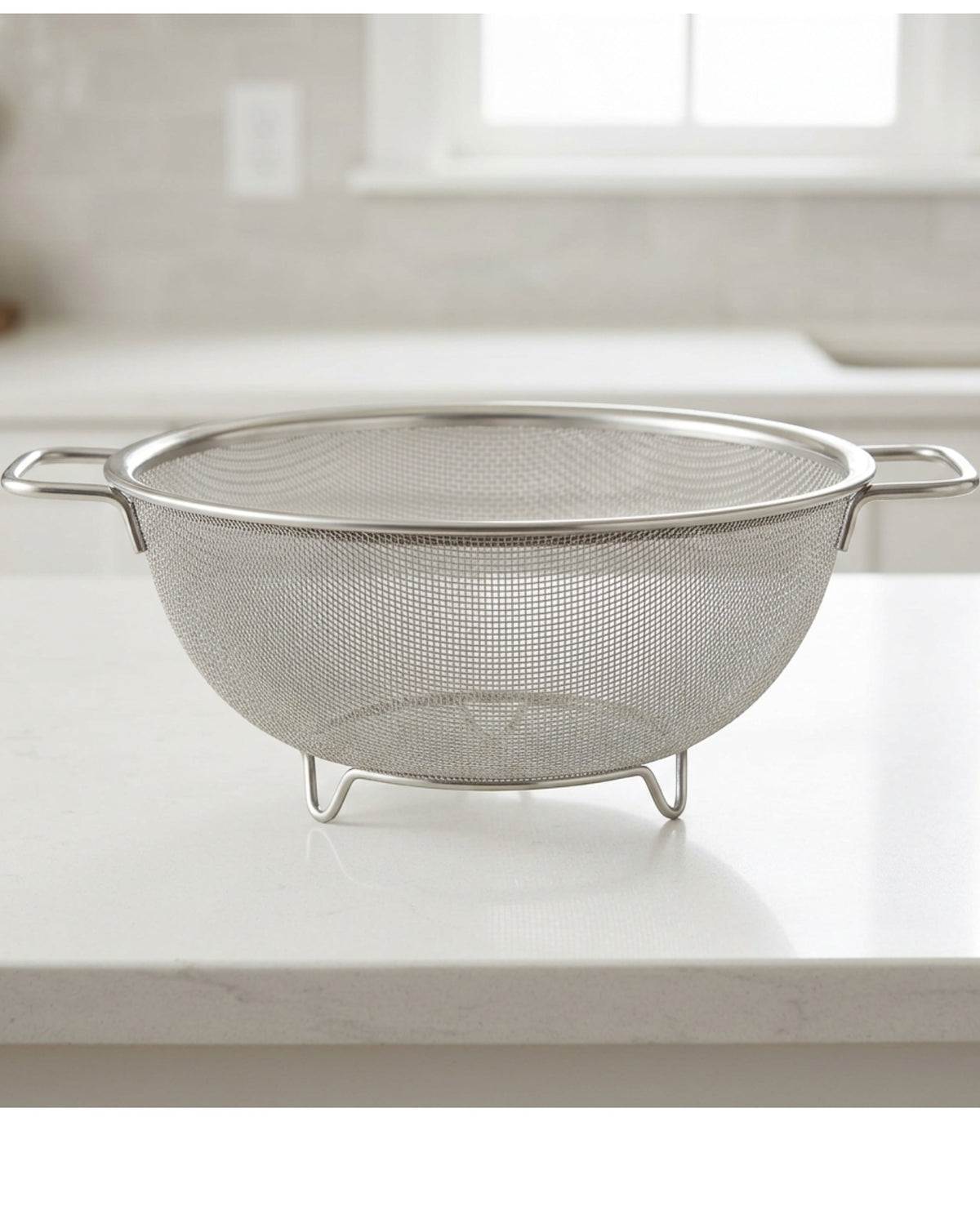 Baklu Round Fine Mesh Colander with Two Handles and Three Feet 26 cm - Lifestyle view